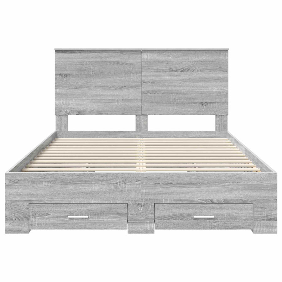 Bedframe met hoofdeinde Grijs Sonoma 140 x 200 cm Bewerkt hout