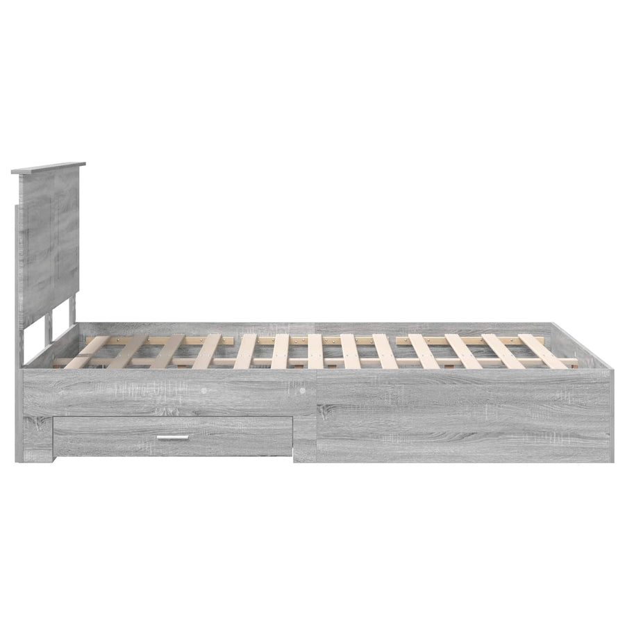 Bedframe met hoofdeinde Grijs Sonoma 140 x 200 cm Bewerkt hout