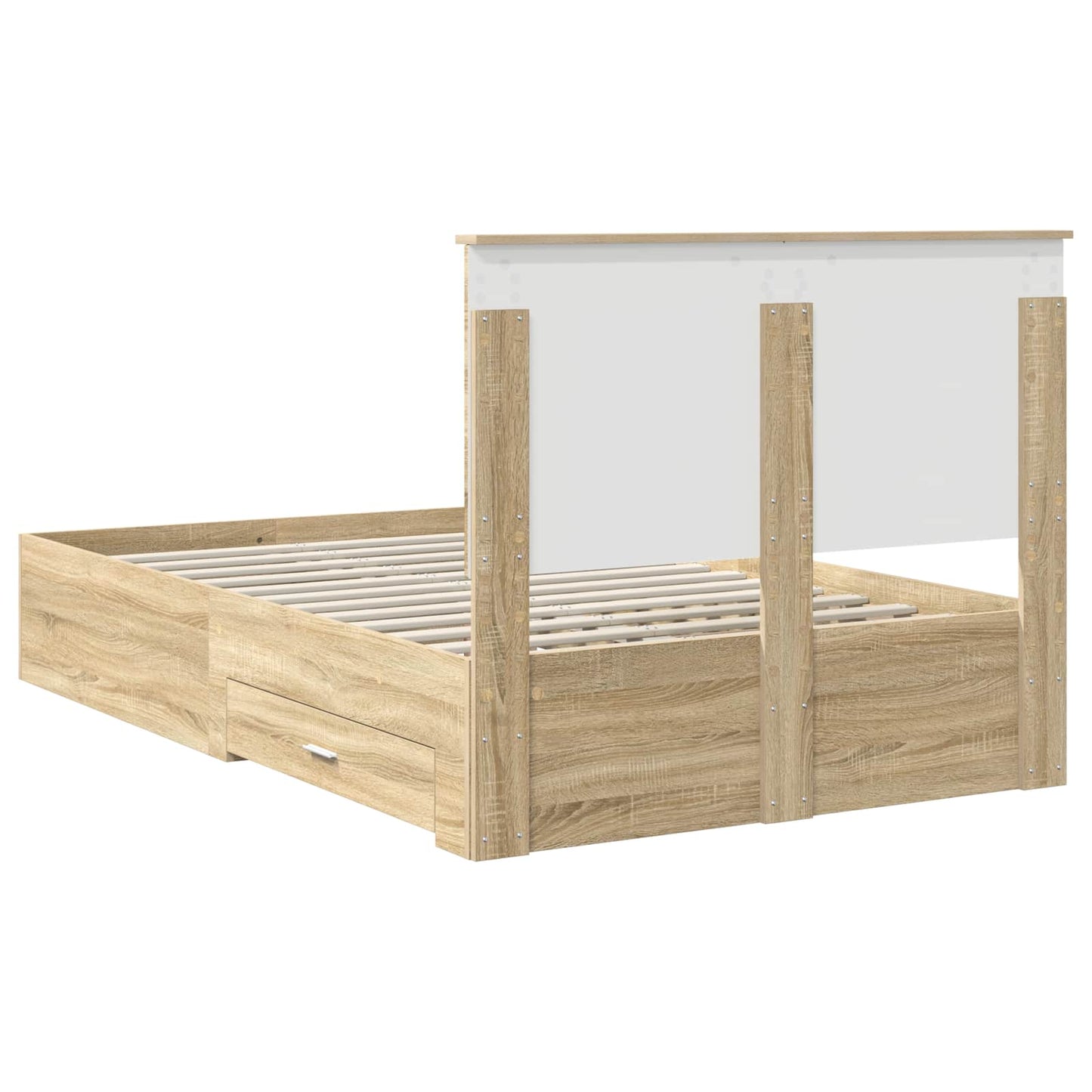 Bedframe met hoofdeinde Sonoma Eiken 135 x 190 cm Bewerkt hout