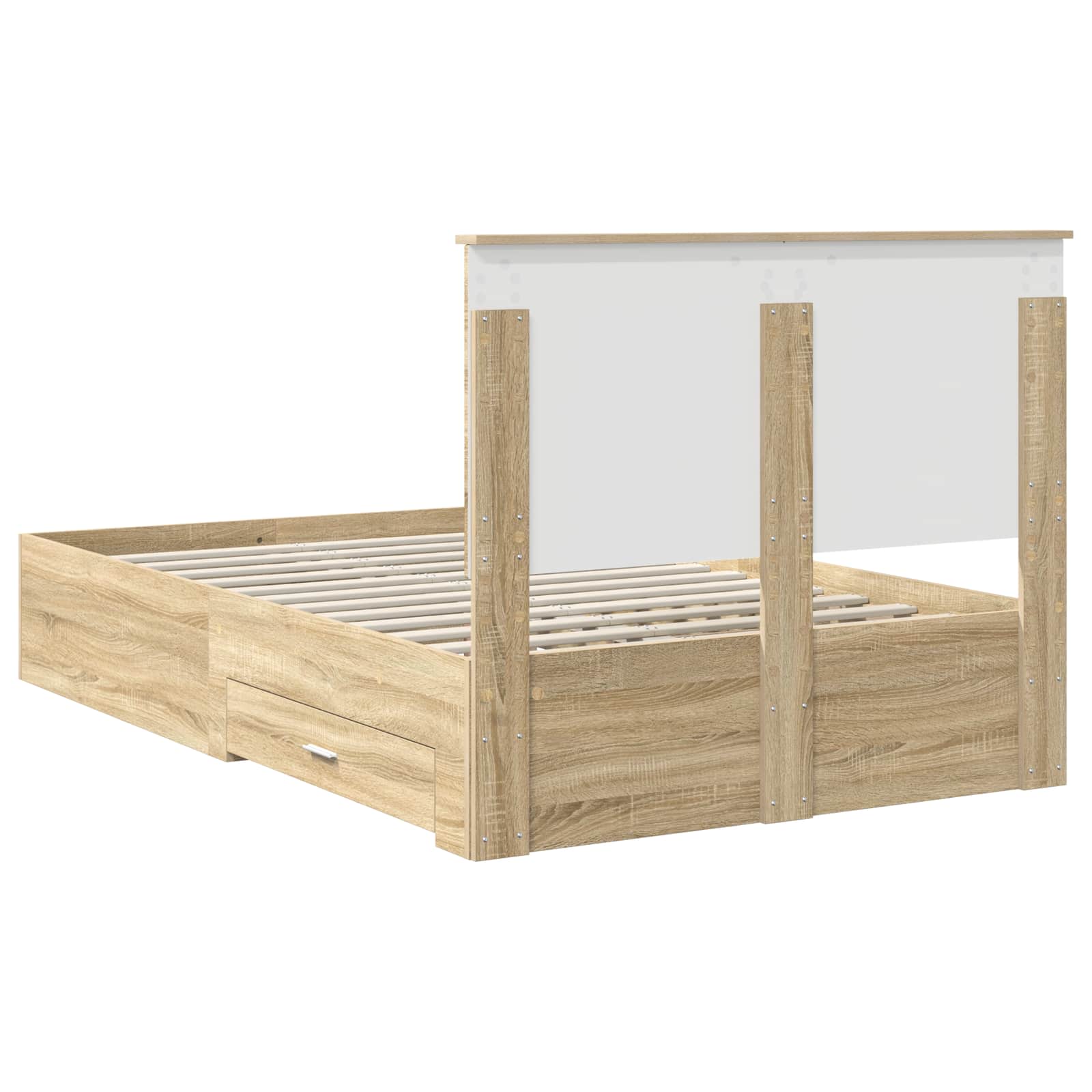 Bedframe met hoofdeinde Sonoma Eiken 135 x 190 cm Bewerkt hout