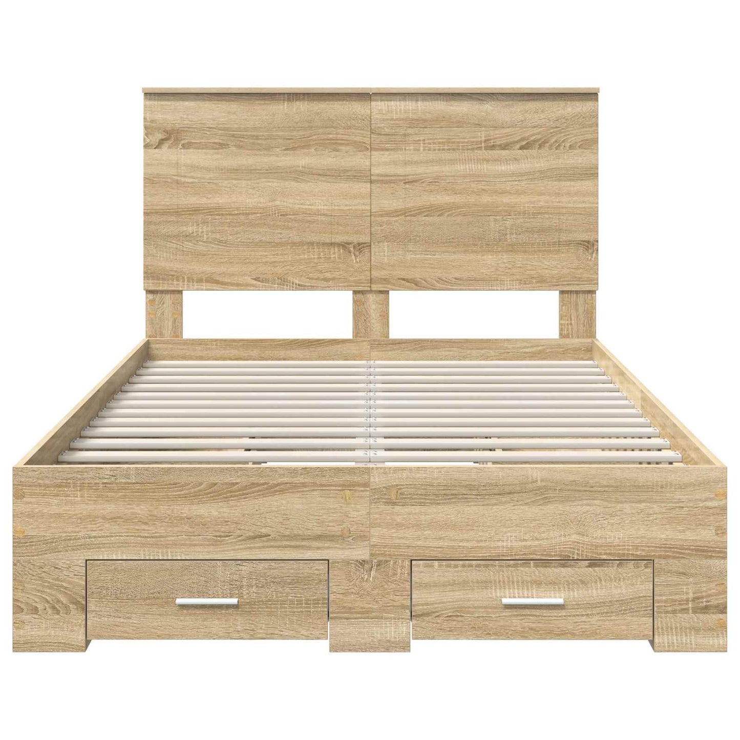 Bedframe met hoofdeinde Sonoma Eiken 135 x 190 cm Bewerkt hout