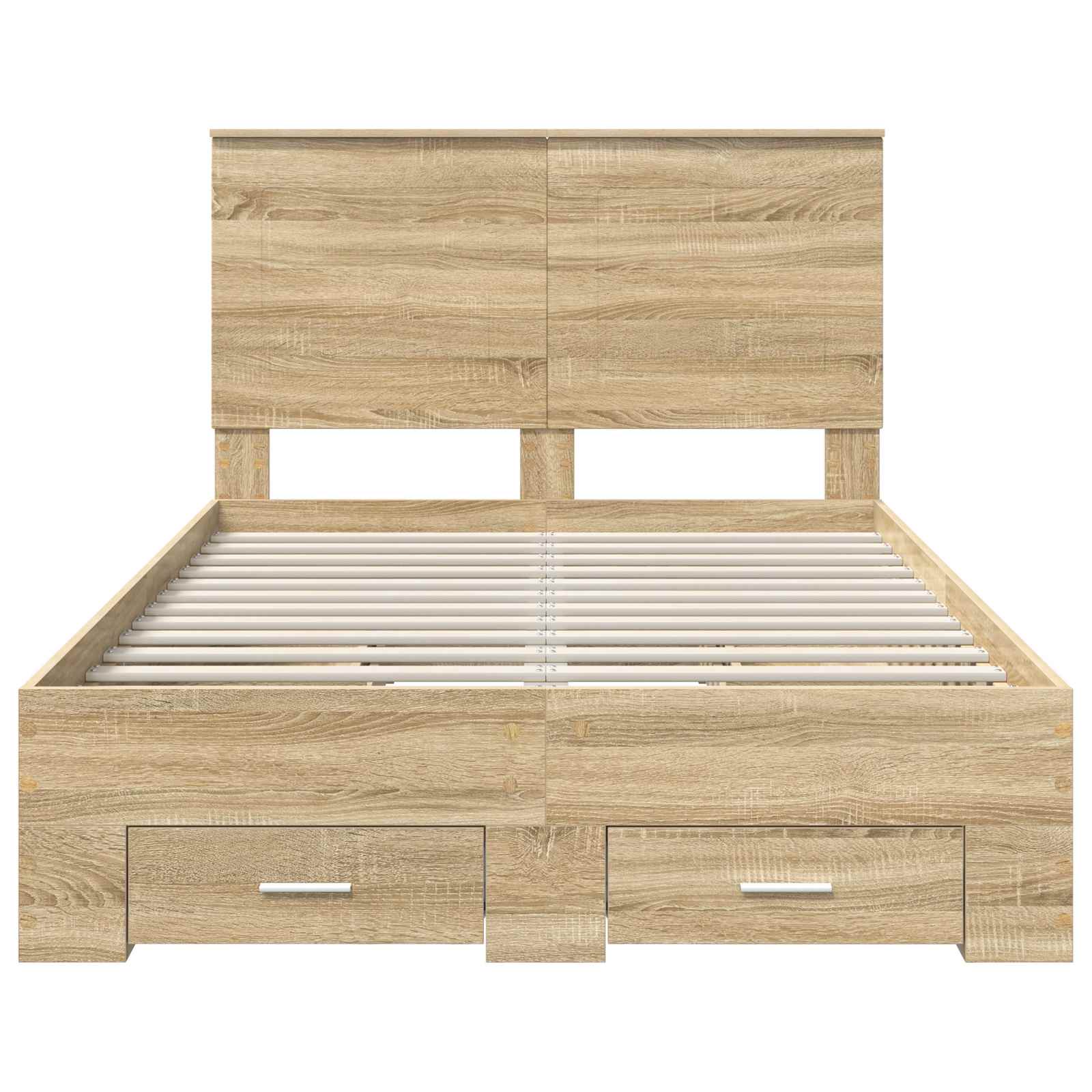 Bedframe met hoofdeinde Sonoma Eiken 135 x 190 cm Bewerkt hout