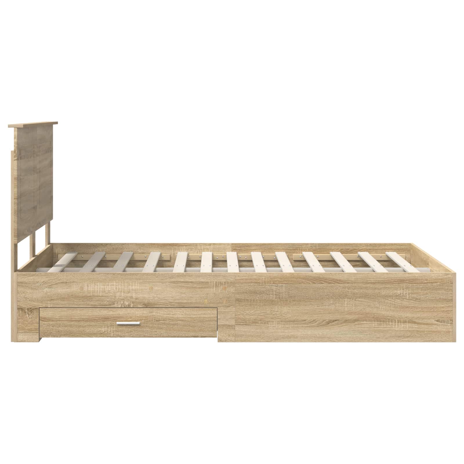Bedframe met hoofdeinde Sonoma Eiken 135 x 190 cm Bewerkt hout