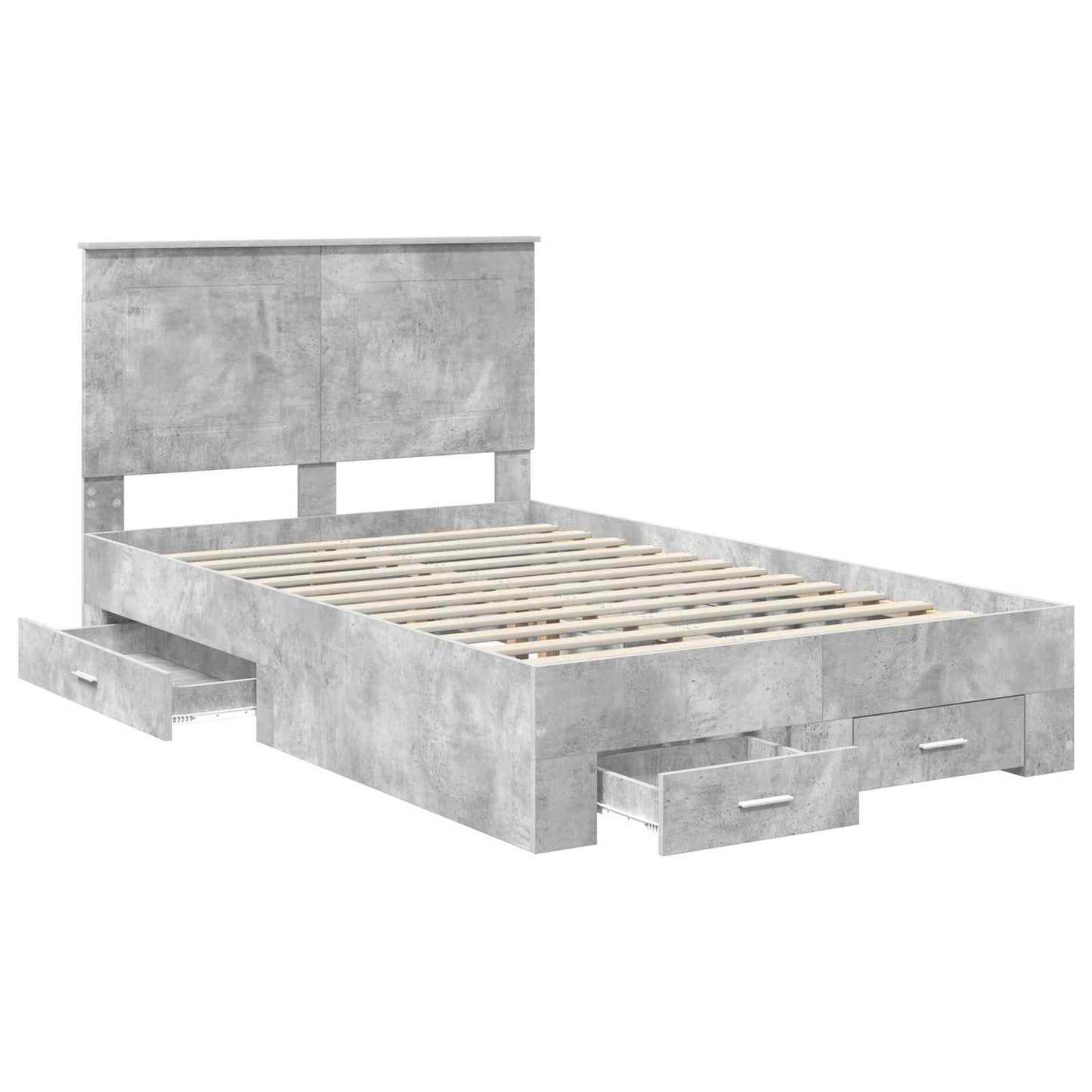 Bedframe met hoofdeinde Beton Grijs 135 x 190 cm Bewerkt hout
