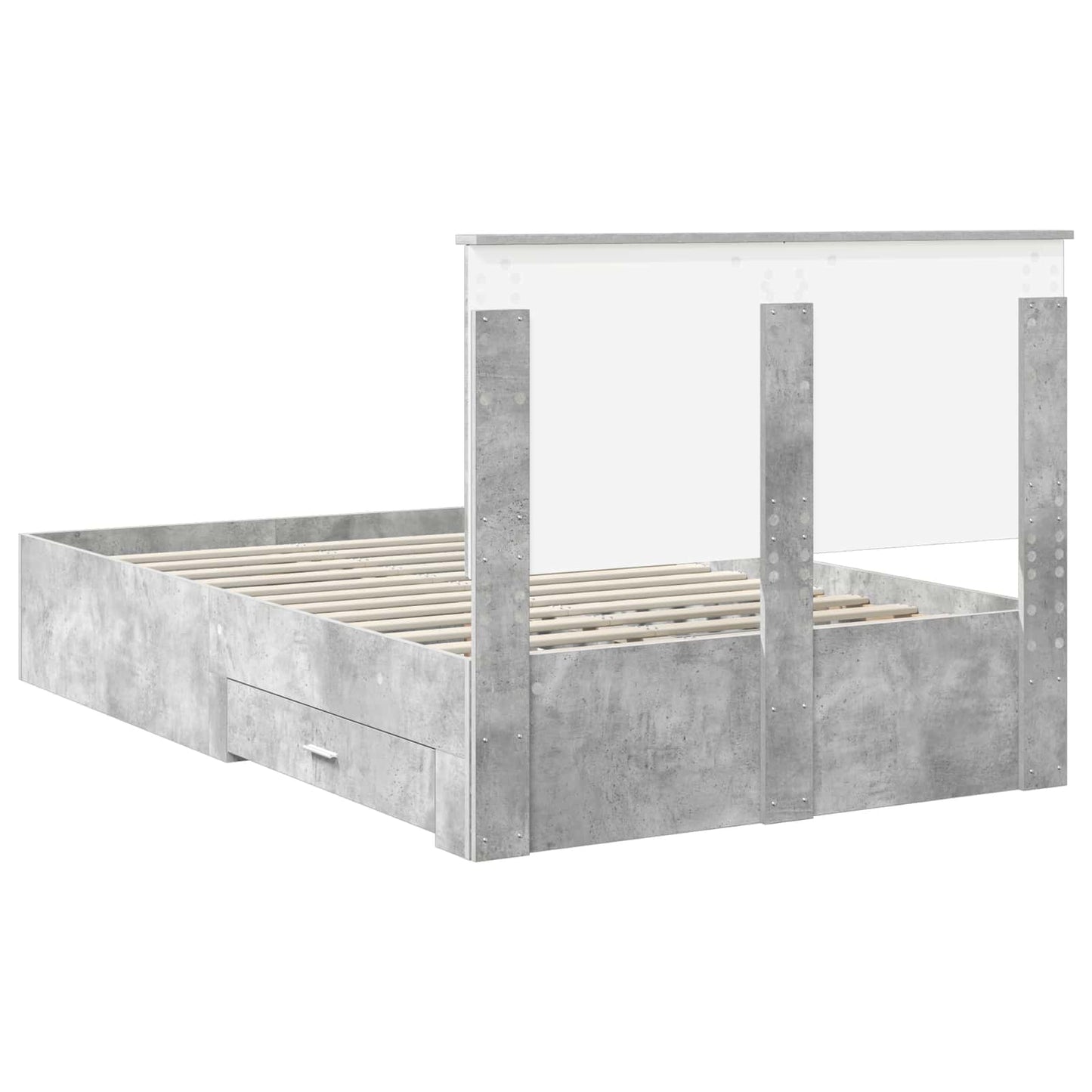 Bedframe met hoofdeinde Beton Grijs 135 x 190 cm Bewerkt hout