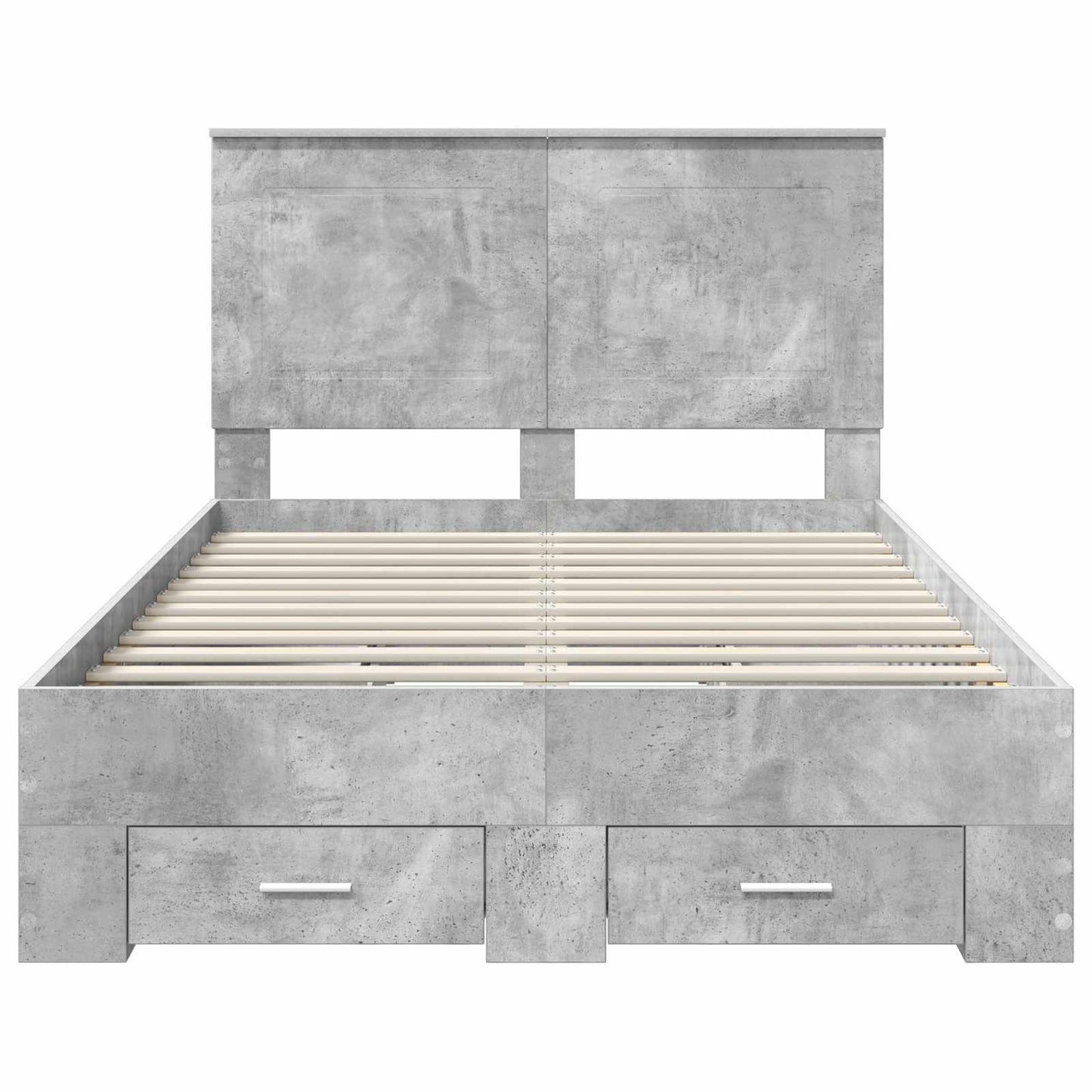 Bedframe met hoofdeinde Beton Grijs 135 x 190 cm Bewerkt hout