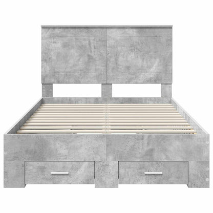 Bedframe met hoofdeinde Beton Grijs 135 x 190 cm Bewerkt hout