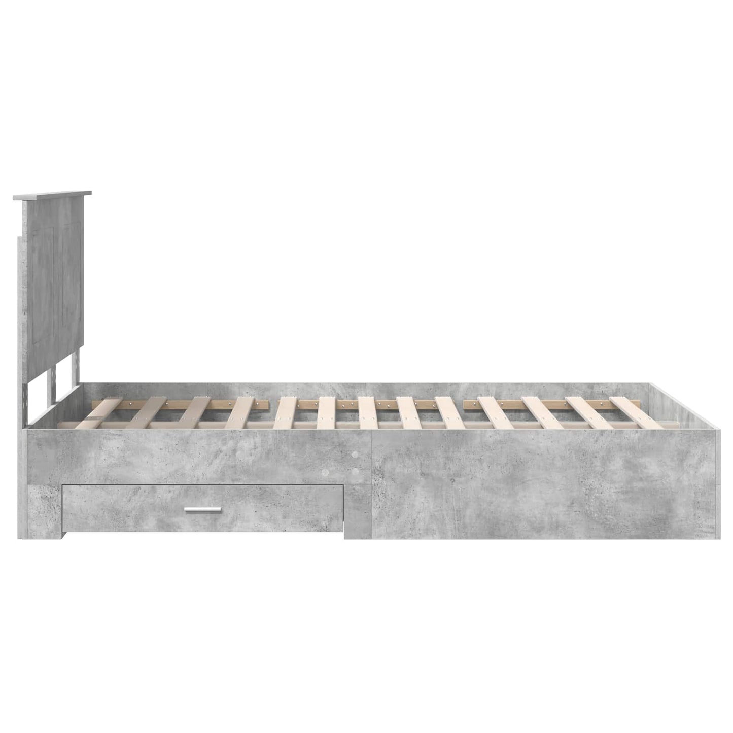 Bedframe met hoofdeinde Beton Grijs 135 x 190 cm Bewerkt hout