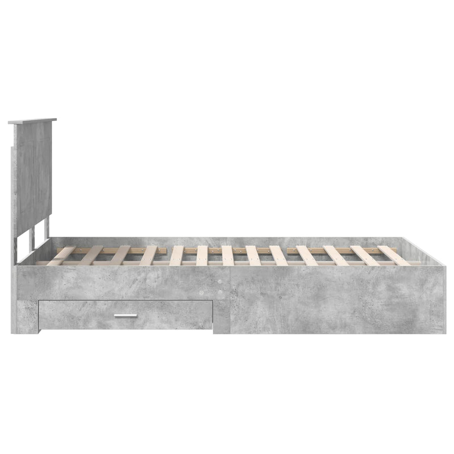 Bedframe met hoofdeinde Beton Grijs 135 x 190 cm Bewerkt hout