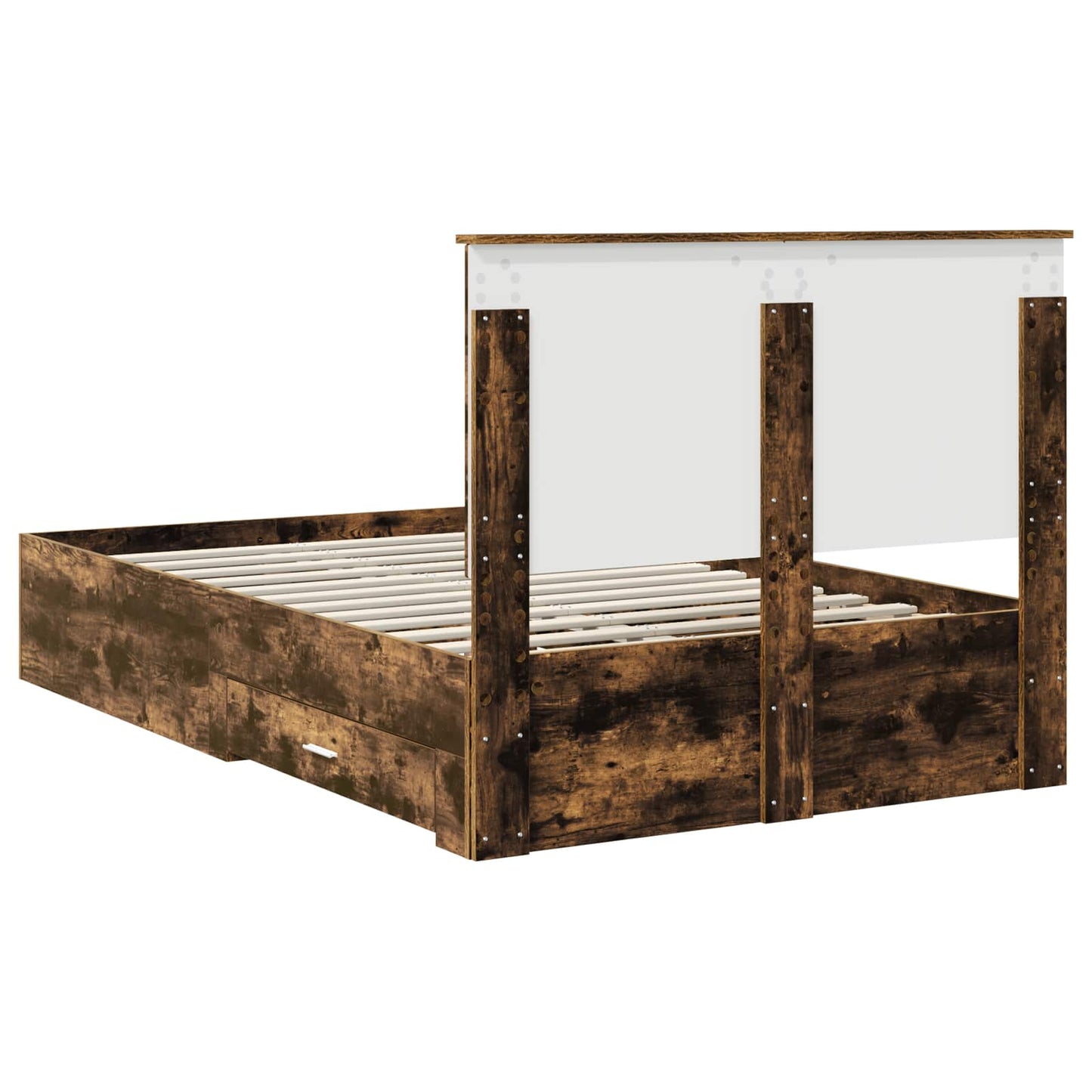 Bedframe met hoofdeinde Gerookt eiken 135 x 190 cm Bewerkt hout
