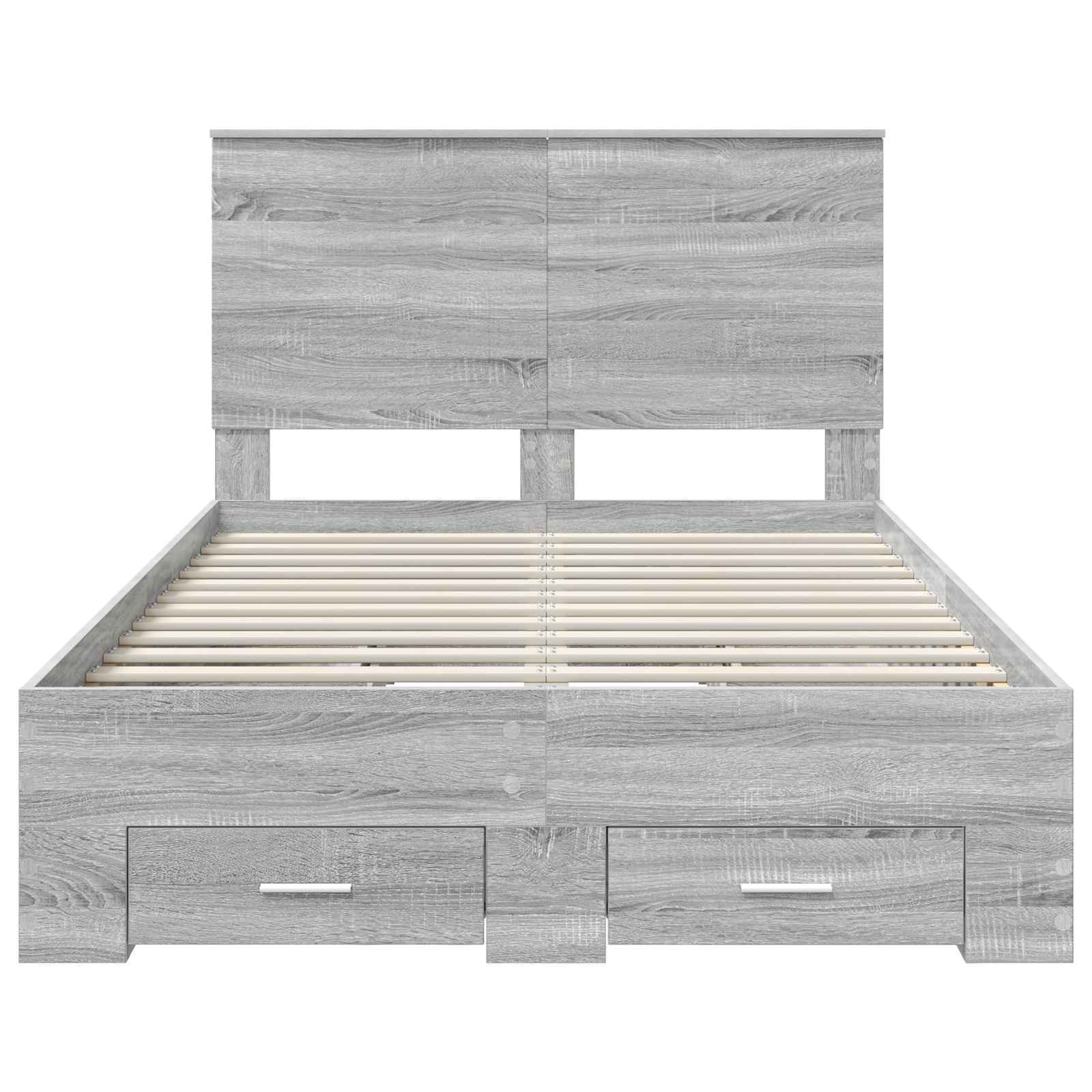 Bedframe met hoofdeinde Grijs Sonoma 135 x 190 cm Bewerkt hout