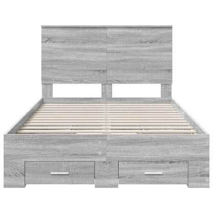 Bedframe met hoofdeinde Grijs Sonoma 135 x 190 cm Bewerkt hout