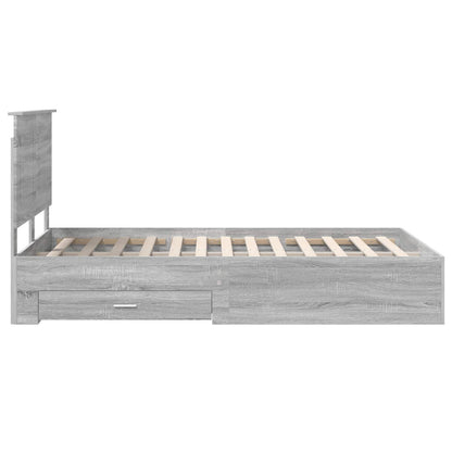 Bedframe met hoofdeinde Grijs Sonoma 135 x 190 cm Bewerkt hout