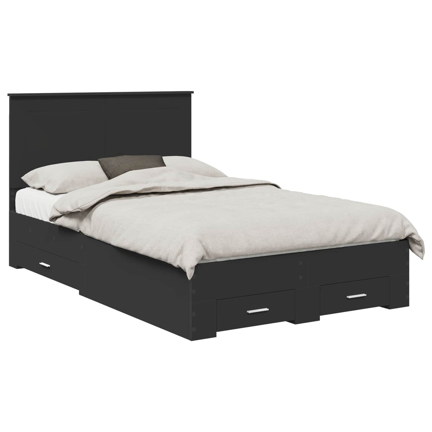 Bedframe met hoofdeinde Zwart 120 x 190 cm Bewerkt hout