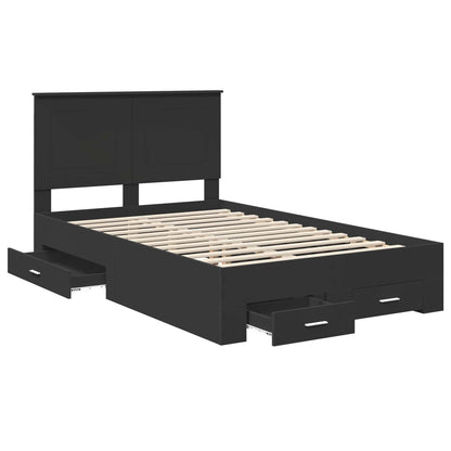 Bedframe met hoofdeinde Zwart 120 x 190 cm Bewerkt hout