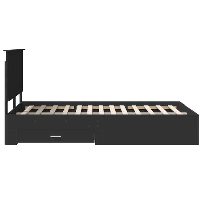 Bedframe met hoofdeinde Zwart 120 x 190 cm Bewerkt hout