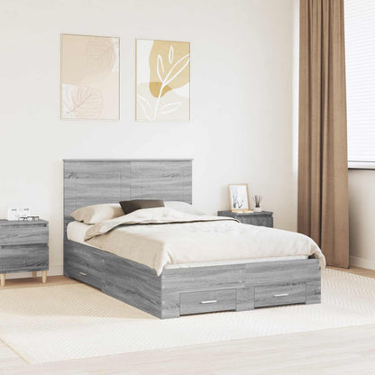 Bedframe met hoofdeinde Grijs Sonoma 120 x 190 cm Bewerkt hout