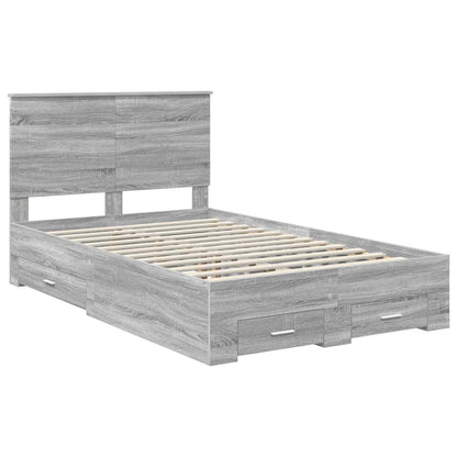 Bedframe met hoofdeinde Grijs Sonoma 120 x 190 cm Bewerkt hout