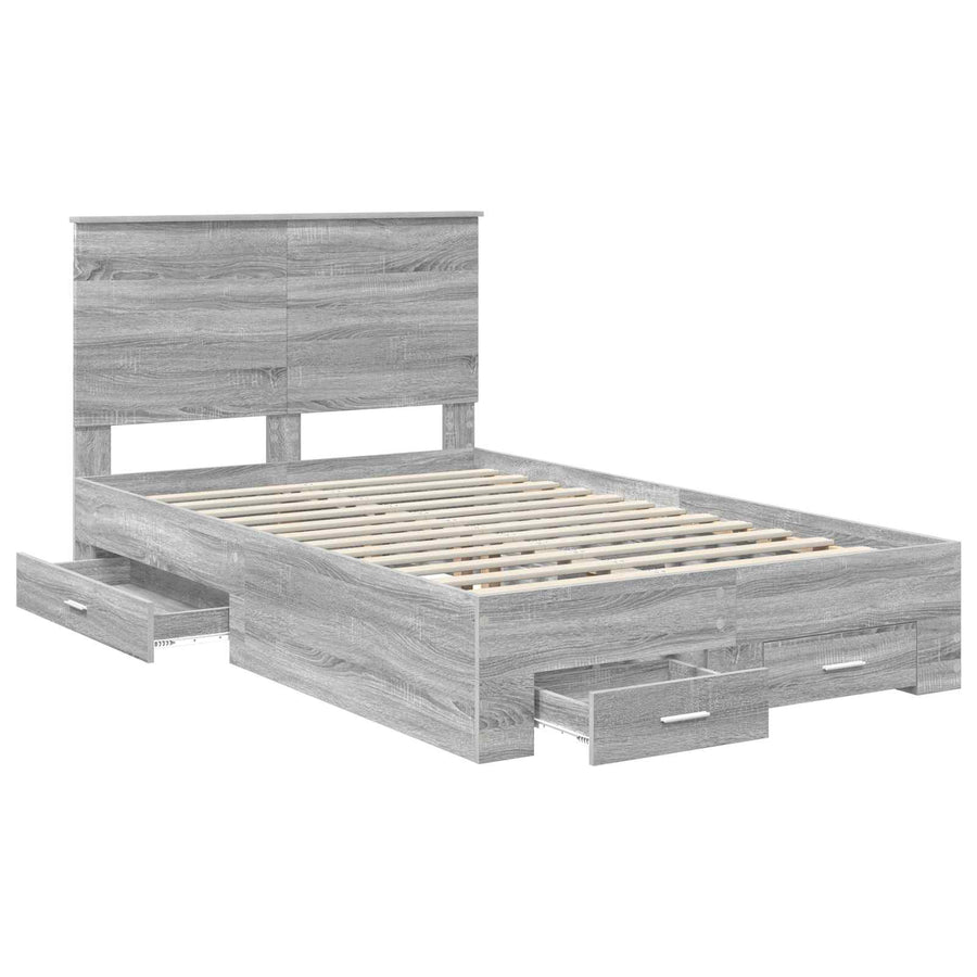 Bedframe met hoofdeinde Grijs Sonoma 120 x 190 cm Bewerkt hout
