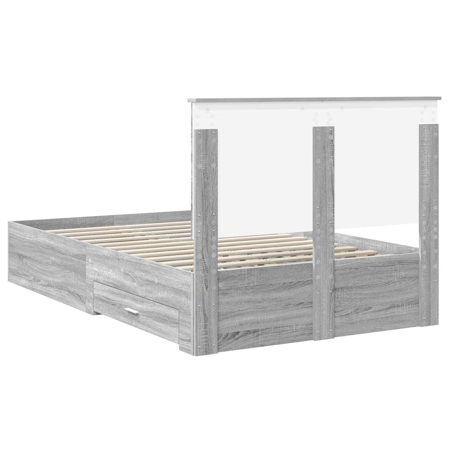 Bedframe met hoofdeinde Grijs Sonoma 120 x 190 cm Bewerkt hout