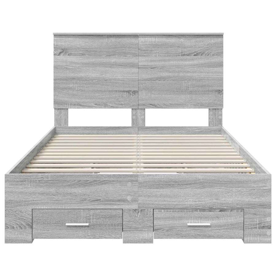 Bedframe met hoofdeinde Grijs Sonoma 120 x 190 cm Bewerkt hout