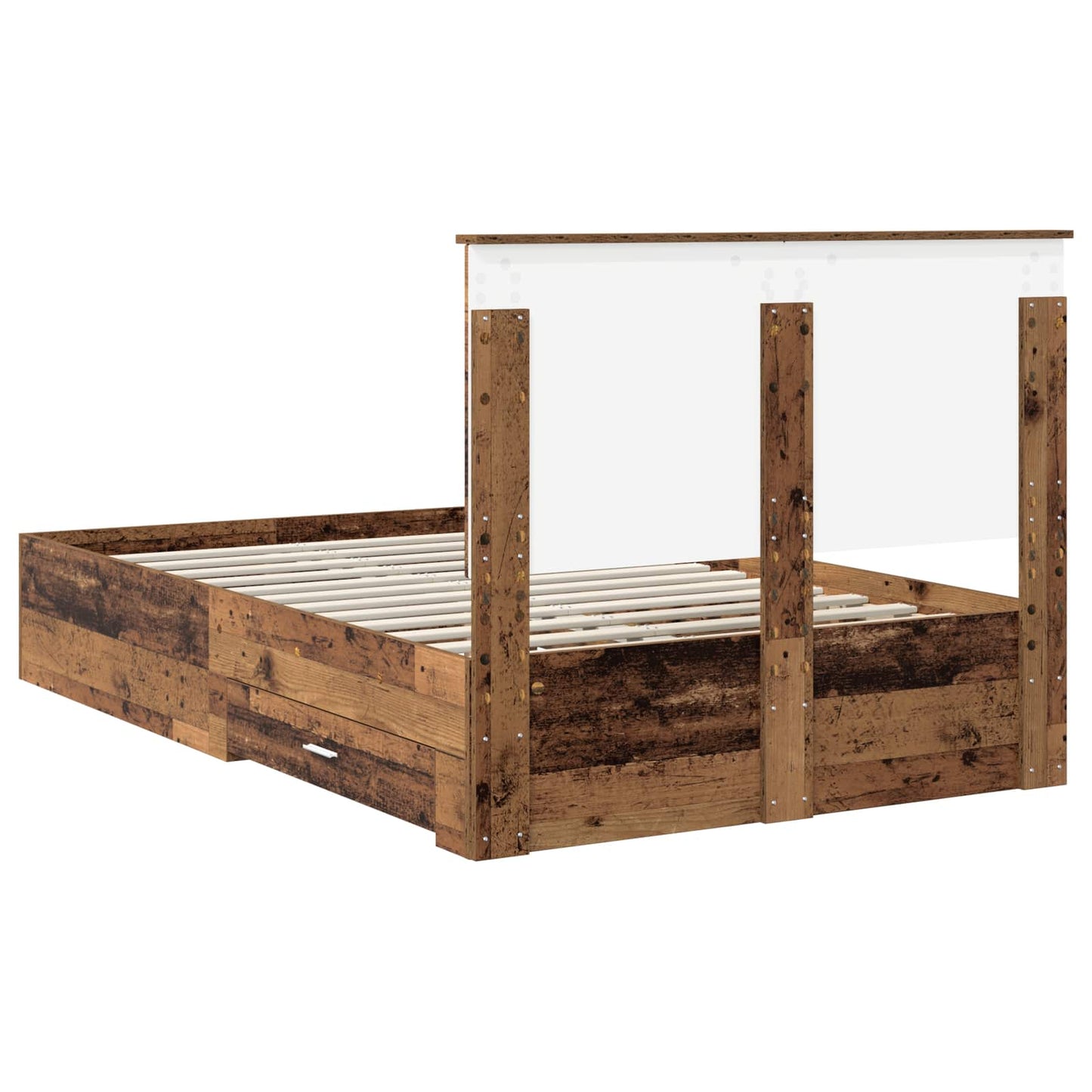 Bedframe met hoofdeinde Oudhout 120 x 190 cm Bewerkt hout