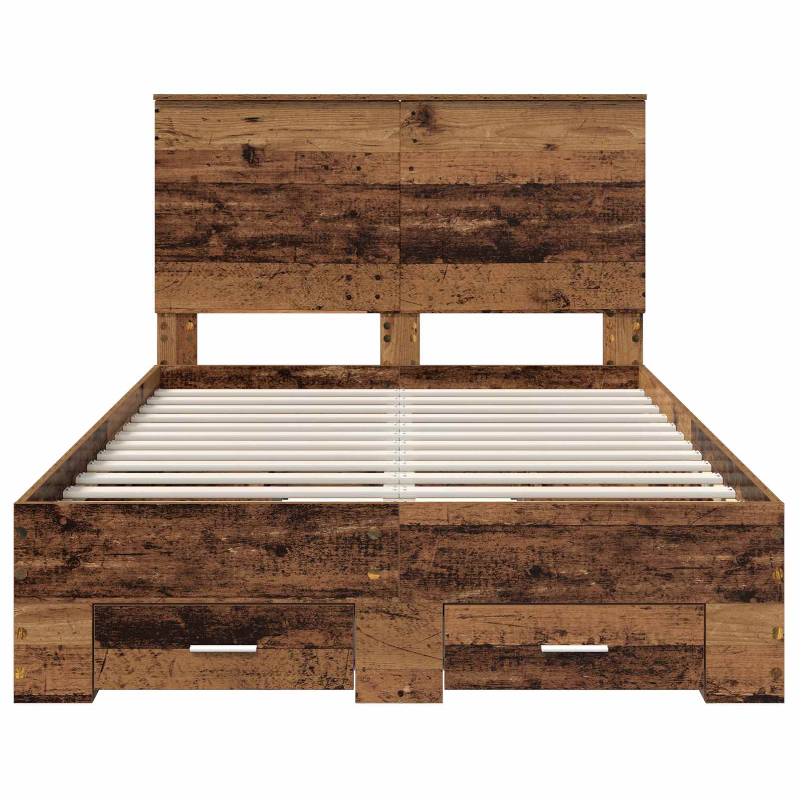 Bedframe met hoofdeinde Oudhout 120 x 190 cm Bewerkt hout