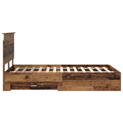 Bedframe met hoofdeinde Oudhout 120 x 190 cm Bewerkt hout