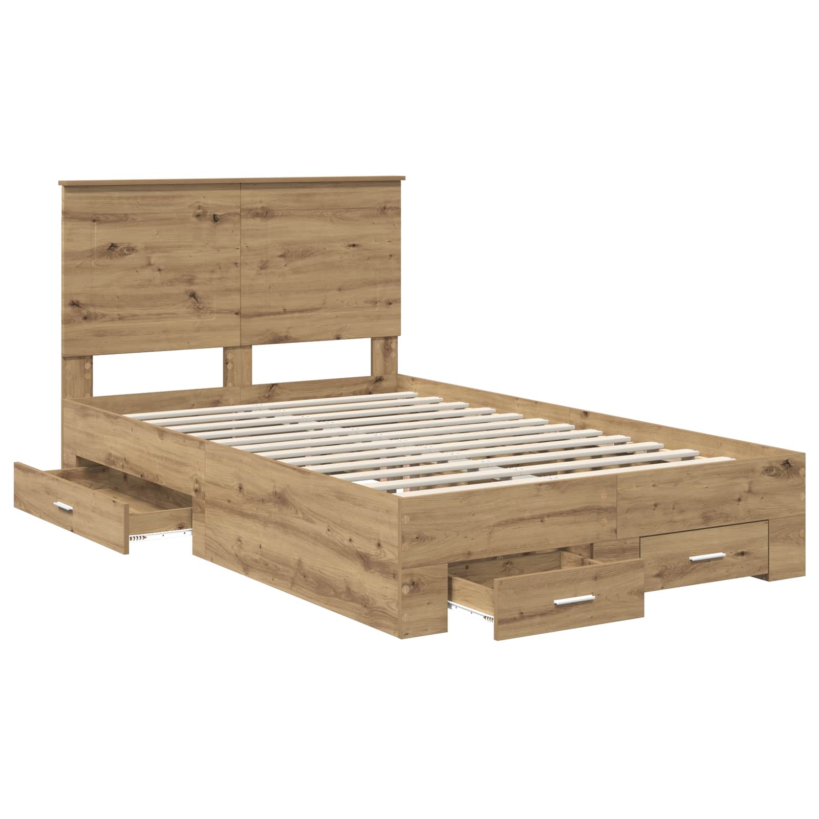 Bedframe met hoofdeinde Artisan Eiken 120 x 190 cm Bewerkt hout