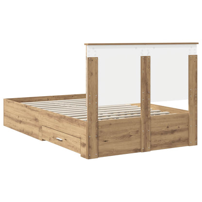 Bedframe met hoofdeinde Artisan Eiken 120 x 190 cm Bewerkt hout