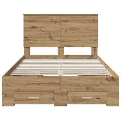 Bedframe met hoofdeinde Artisan Eiken 120 x 190 cm Bewerkt hout