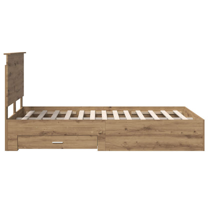 Bedframe met hoofdeinde Artisan Eiken 120 x 190 cm Bewerkt hout