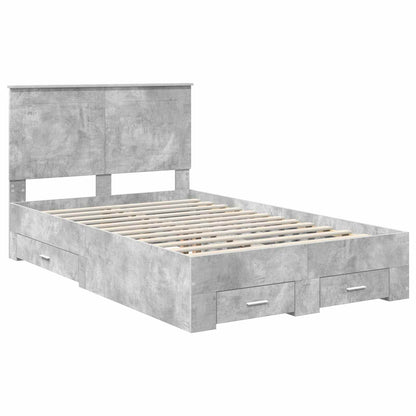 Bedframe met hoofdeinde Beton Grijs 120 x 200 cm Bewerkt hout