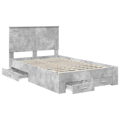 Bedframe met hoofdeinde Beton Grijs 120 x 200 cm Bewerkt hout
