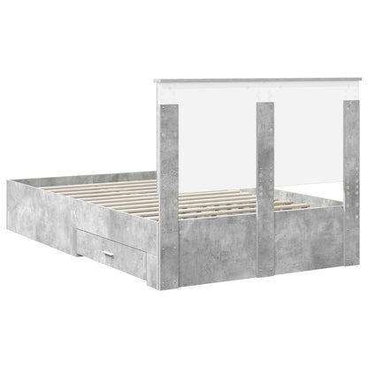 Bedframe met hoofdeinde Beton Grijs 120 x 200 cm Bewerkt hout