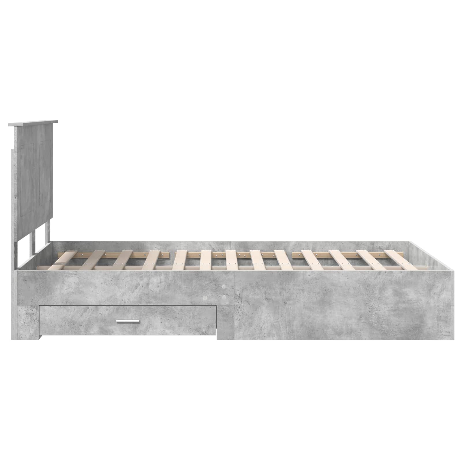 Bedframe met hoofdeinde Beton Grijs 120 x 200 cm Bewerkt hout
