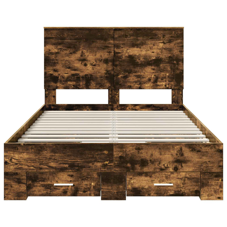 Bedframe met hoofdeinde Gerookt eiken 120 x 200 cm Bewerkt hout