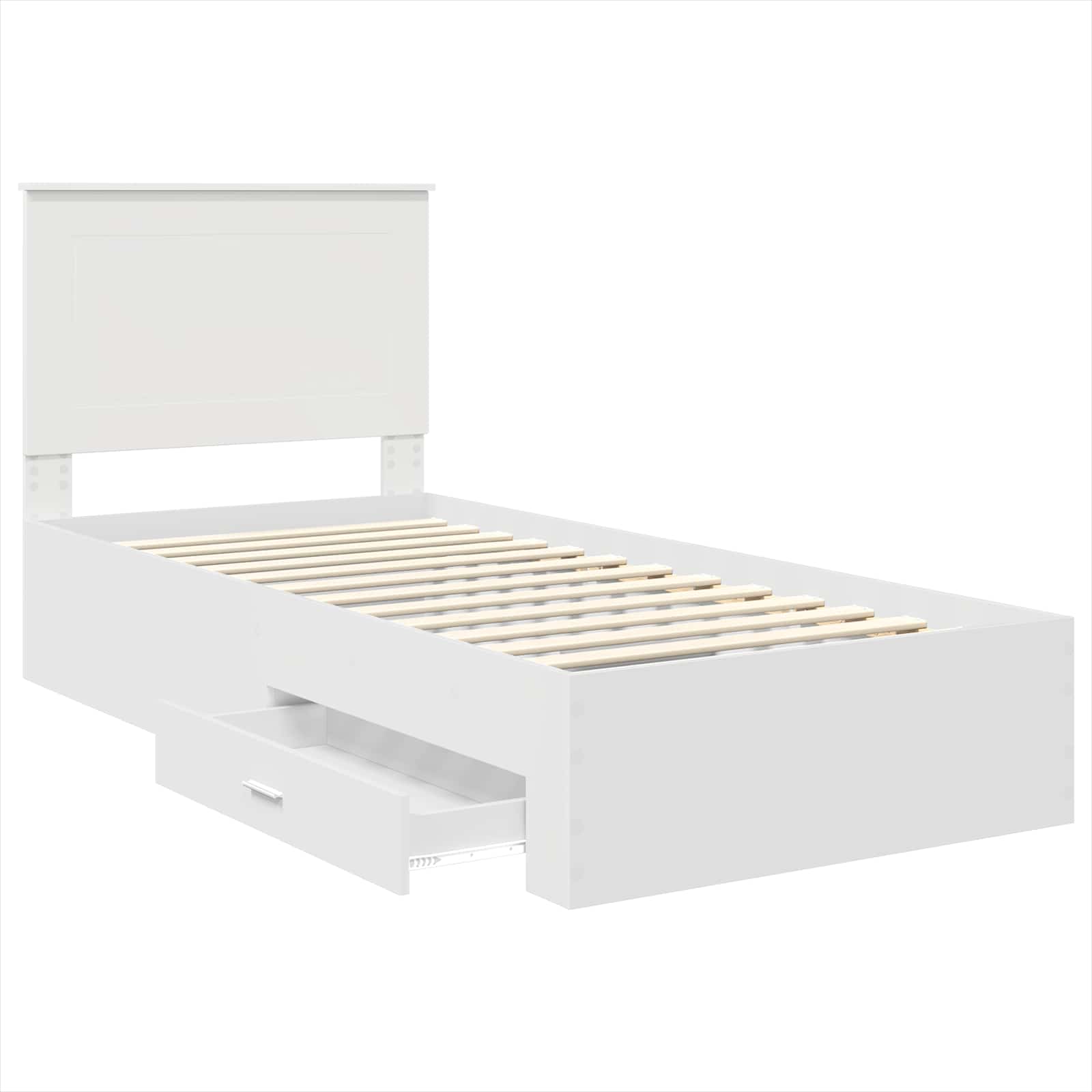 Bedframe met hoofdeinde met lade Wit 100 x 200 cm Bewerkt hout