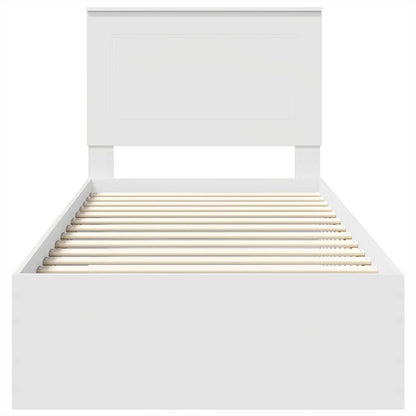 Bedframe met hoofdeinde met lade Wit 100 x 200 cm Bewerkt hout
