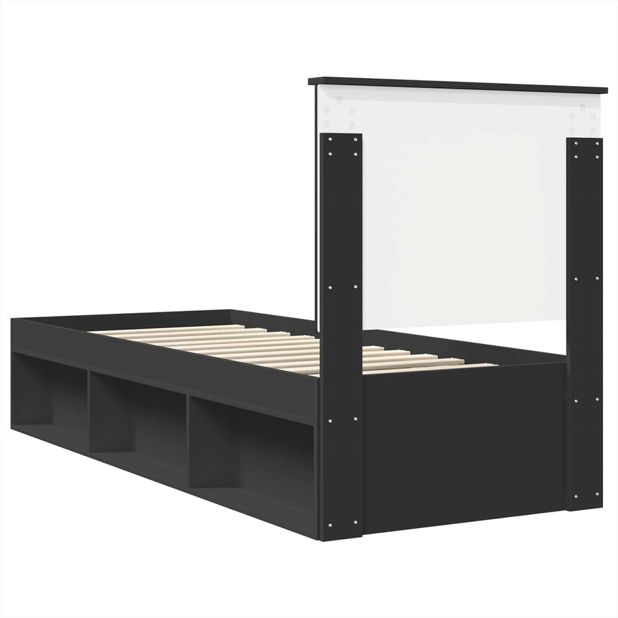Bedframe met lade Zwart en Zilver 100 x 200 cm Bewerkt hout
