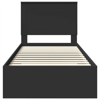 Bedframe met lade Zwart en Zilver 100 x 200 cm Bewerkt hout