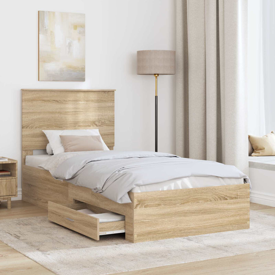Bedframe met hoofdeinde Sonoma Eiken 100 x 200 cm Bewerkt hout