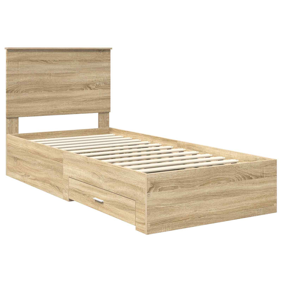 Bedframe met hoofdeinde Sonoma Eiken 100 x 200 cm Bewerkt hout
