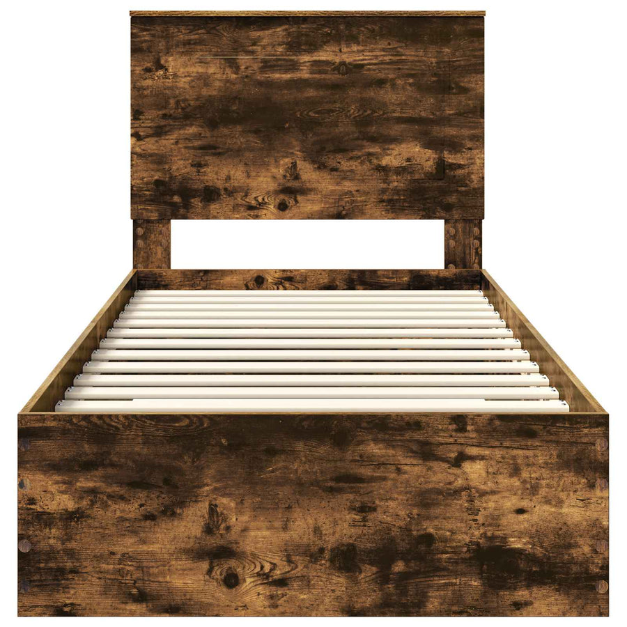 Bedframe met hoofdeinde Gerookt eiken 100 x 200 cm Bewerkt hout