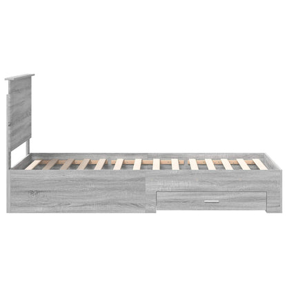 Bedframe met hoofdeinde Grijs Sonoma 100 x 200 cm Bewerkt hout