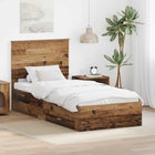 Bed frame with headboard Reclaimed wood 100 x 200 cm Treated wood