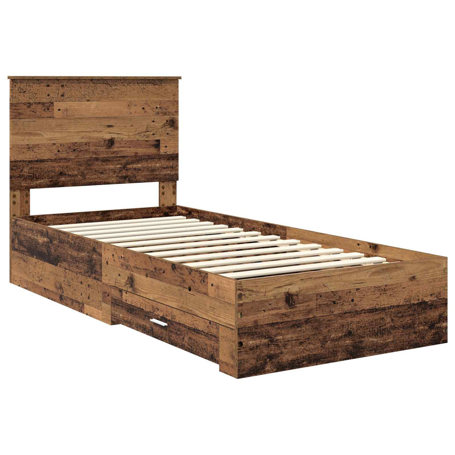 Bedframe met hoofdeinde Oudhout 100 x 200 cm Bewerkt hout