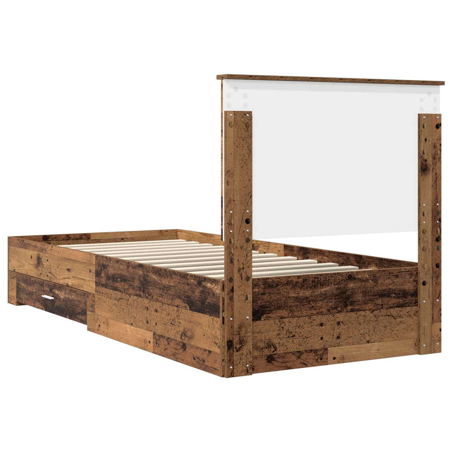 Bedframe met hoofdeinde Oudhout 100 x 200 cm Bewerkt hout