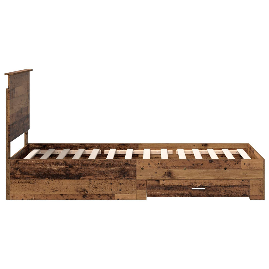 Bedframe met hoofdeinde Oudhout 100 x 200 cm Bewerkt hout