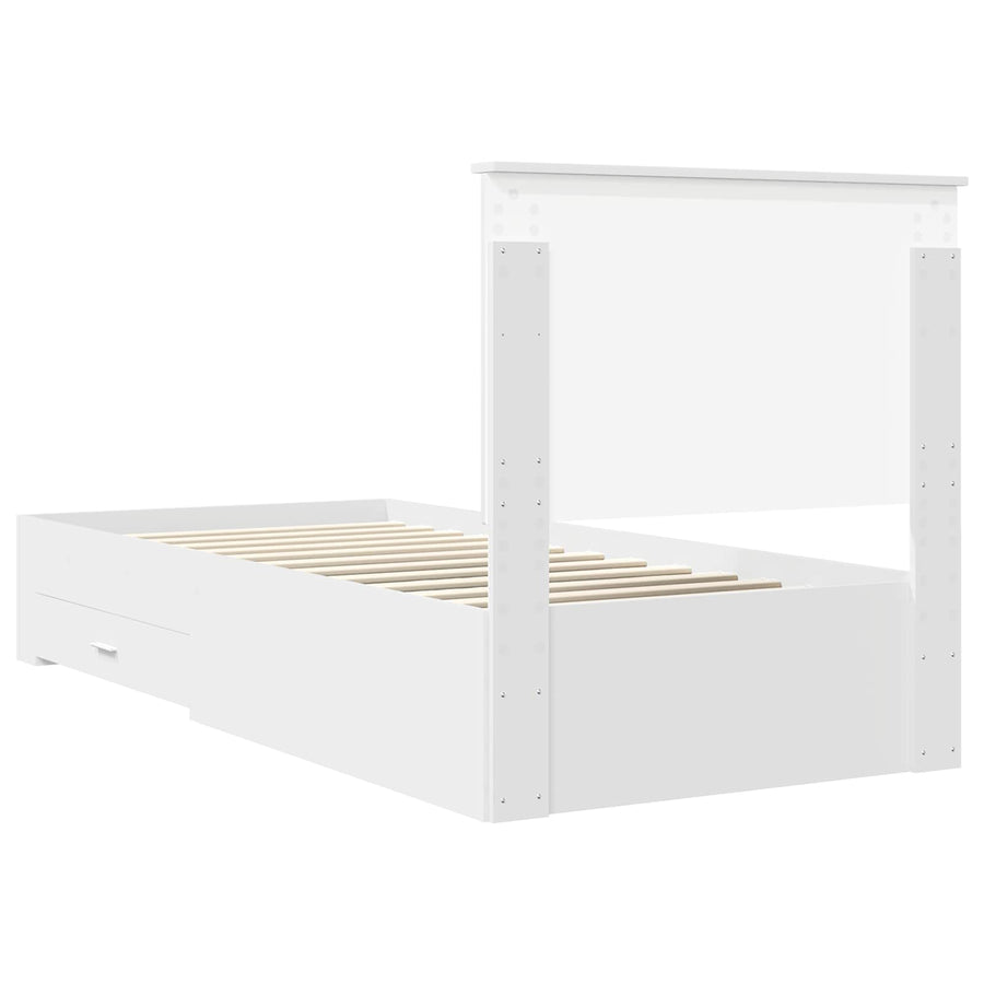 Bedframe met hoofdeinde met lade Wit 90 x 190 cm Bewerkt hout